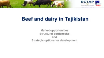 Beef and dairy in Tajikistan  Market opportunities  Structural bottlenecks  and  Strategic options