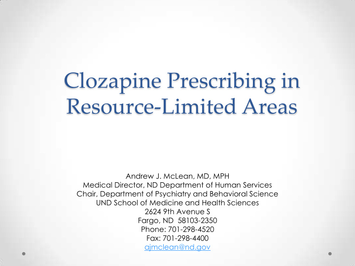 clozapine prescribing in