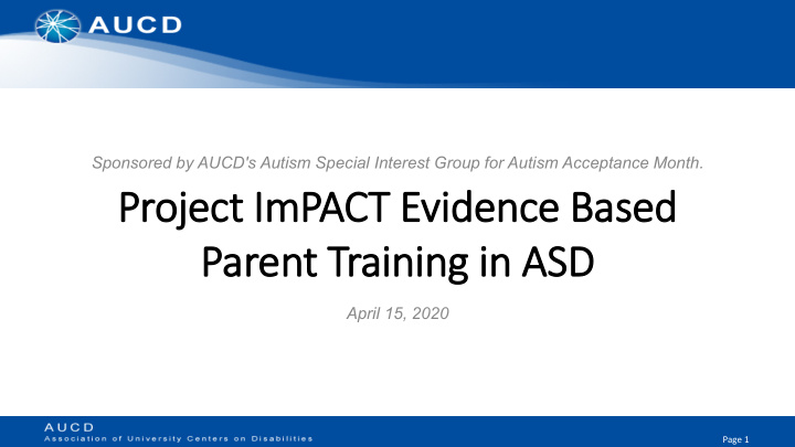 proje ject impact evidenc dence ba e based par arent t