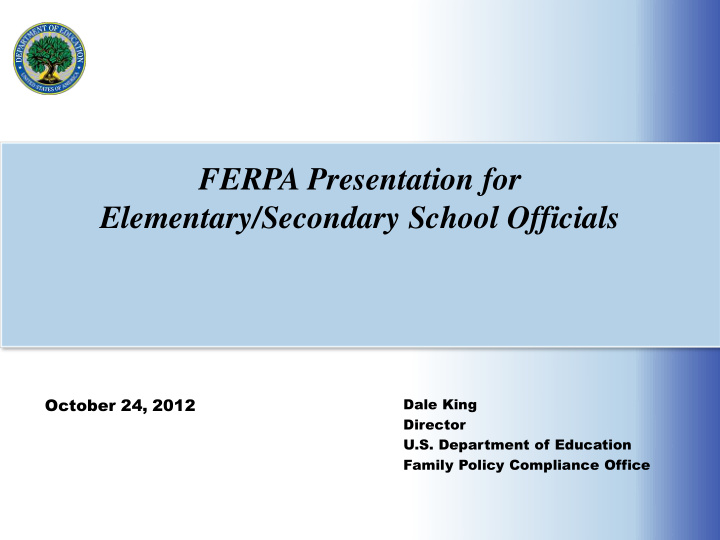 elementary secondary school officials october 24 2012
