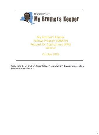 My Brothers Keeper  Fellows Program (MBKFP)  Request for Applications (RFA)  Webinar  October