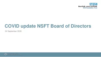 COVID update NSFT Board of Directors  24 September 2020  NSFT COVID response strategic priorities