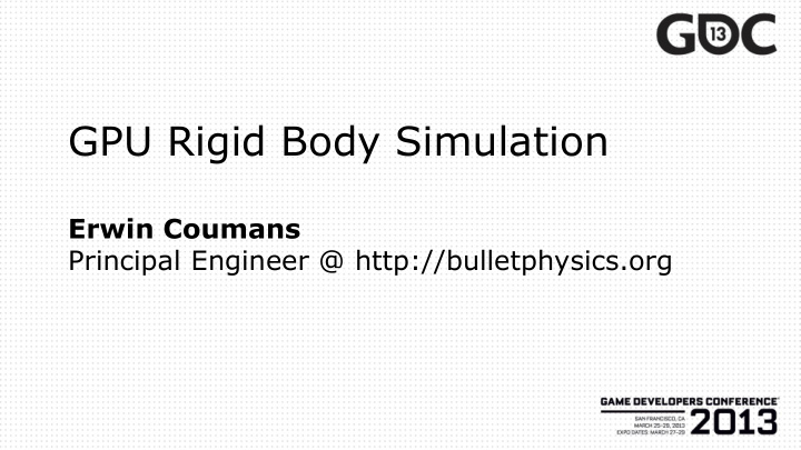 gpu rigid body simulation