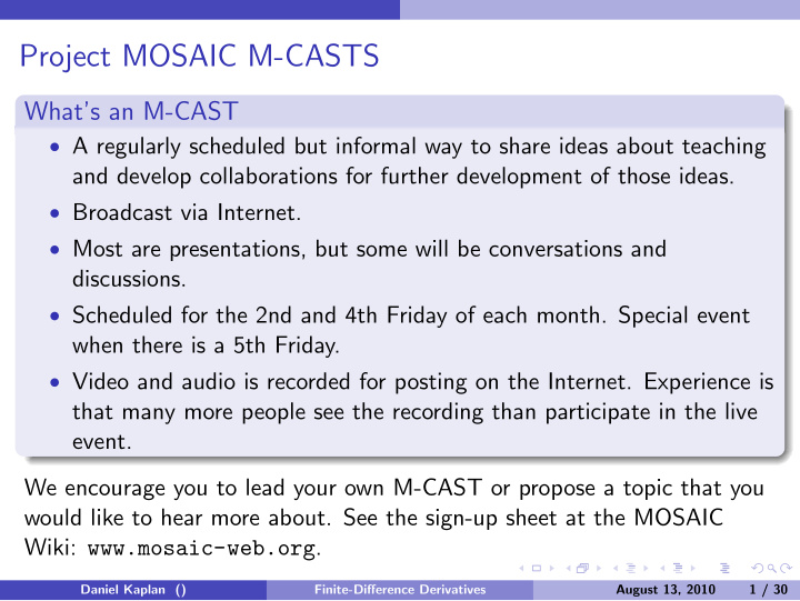 project mosaic m casts
