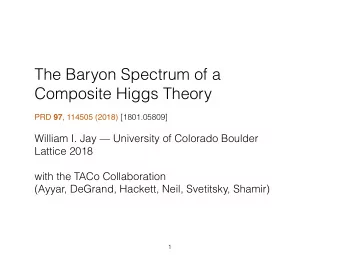 The Baryon Spectrum of a  Composite Higgs Theory PRD 97 , 114505 (2018) [1801.05809]  William I.