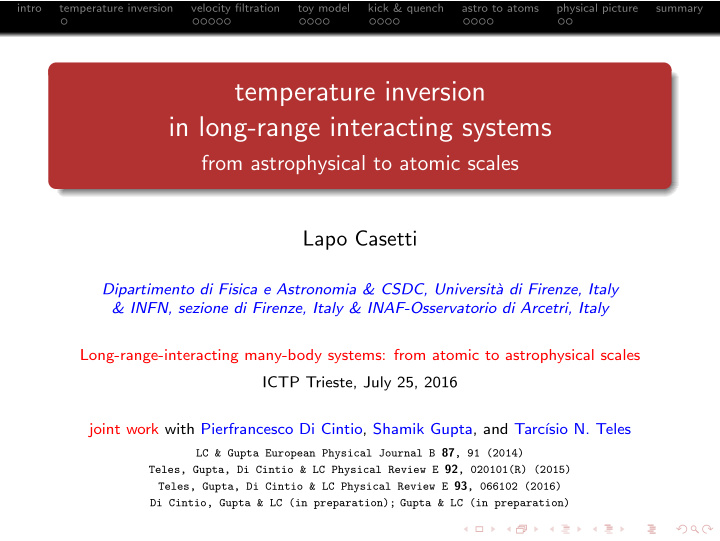 temperature inversion in long range interacting systems