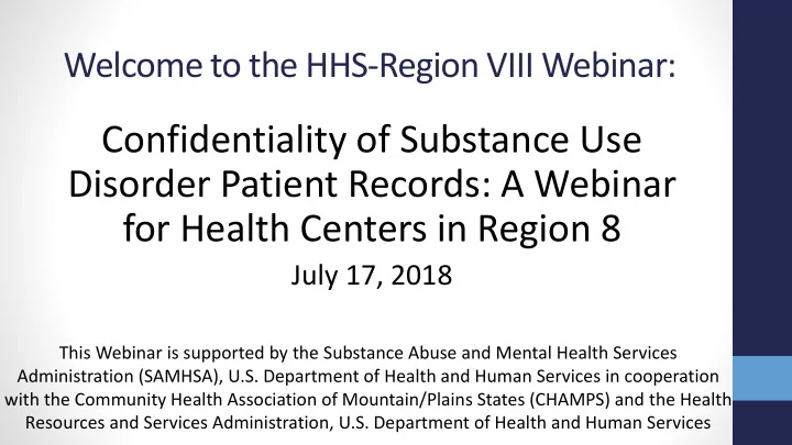 for health centers in region 8