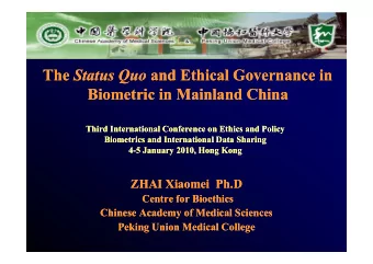 Th  The The Status Quo Th St t  St t Status Quo and Ethical Governance in  Q  Q  and Ethical