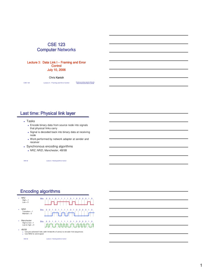 encoding algorithms