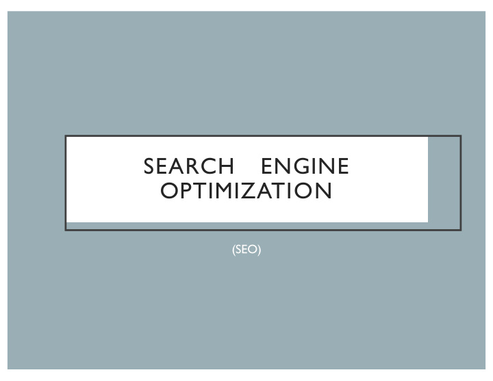 search engine optimization