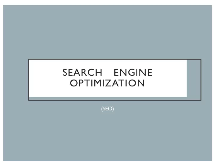 search engine optimization