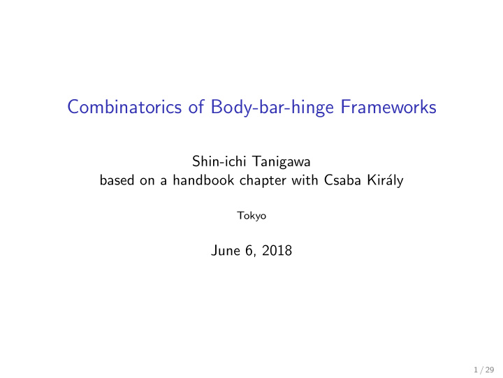 combinatorics of body bar hinge frameworks
