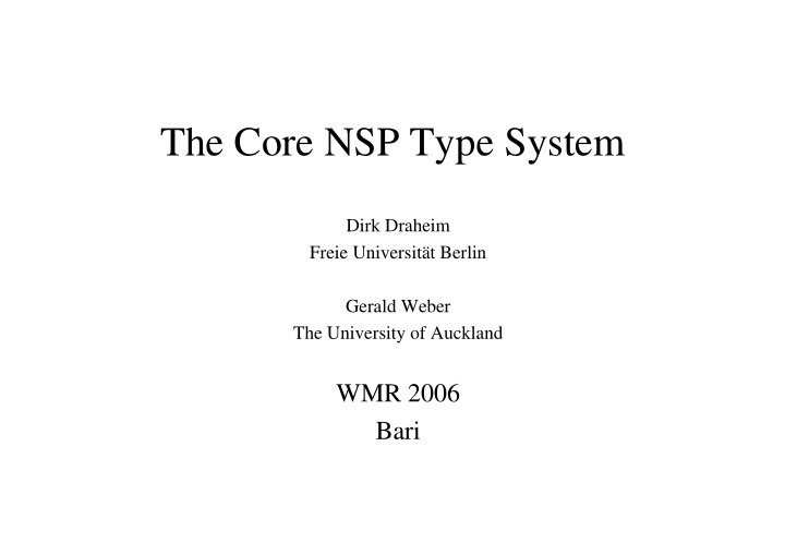 the core nsp type system