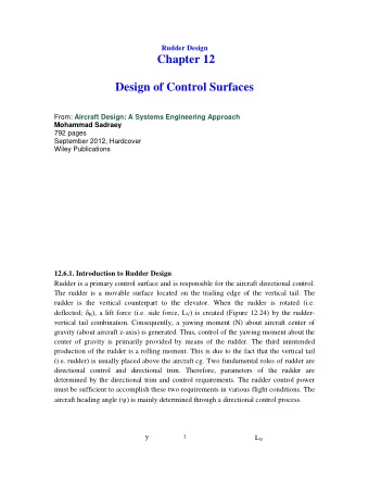 Chapter 12  Design of Control Surfaces From: Aircraft Design: A Systems Engineering Approach