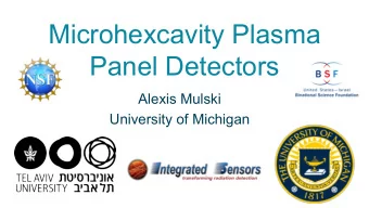 Microhexcavity Plasma  Panel Detectors  Alexis Mulski  University of Michigan  Plasma Panel