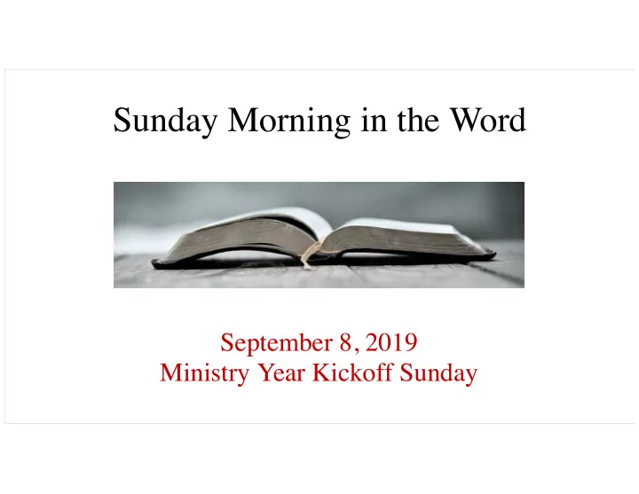 sunday morning in the word