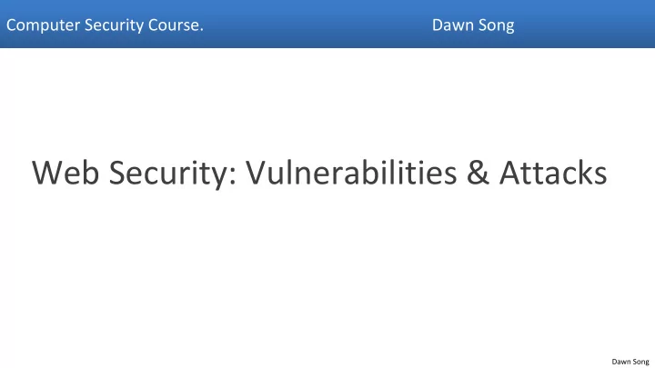 web security vulnerabilities attacks