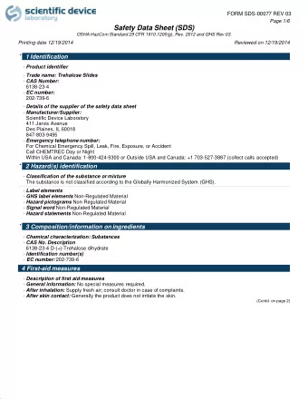 Safety Data Sheet (SDS) OSHA HazCom Standard 29 CFR 1910.1200(g), Rev. 2012 and GHS Rev 03.