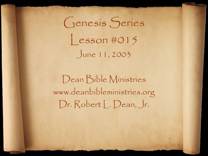 genesis series lesson 015