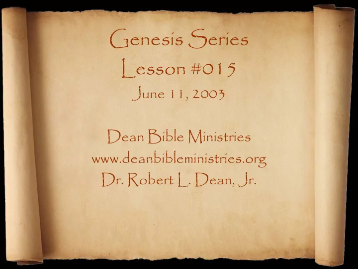 genesis series lesson 015
