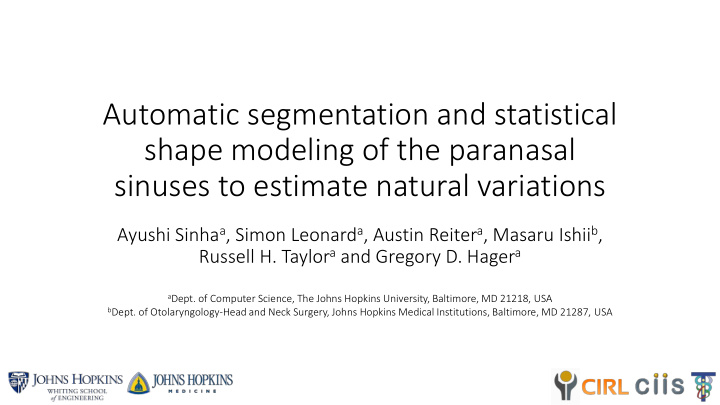 shape modeling of the paranasal