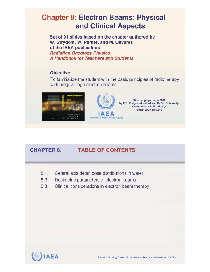 chapter 8 electron beams physical and clinical aspects