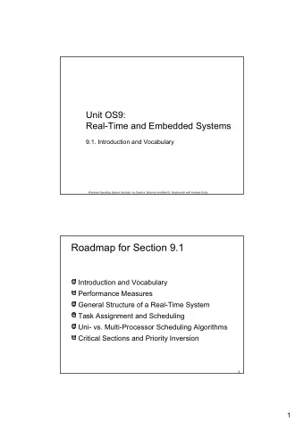 Roadmap for Section 9.1  Introduction and Vocabulary  Performance Measures  General Structure of a