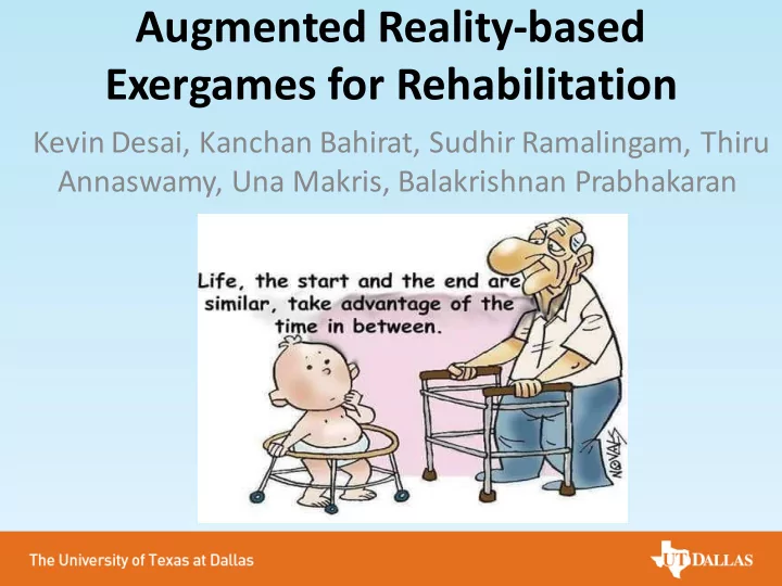 augmented reality based exergames for rehabilitation