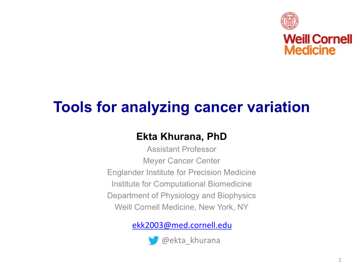 tools for analyzing cancer variation