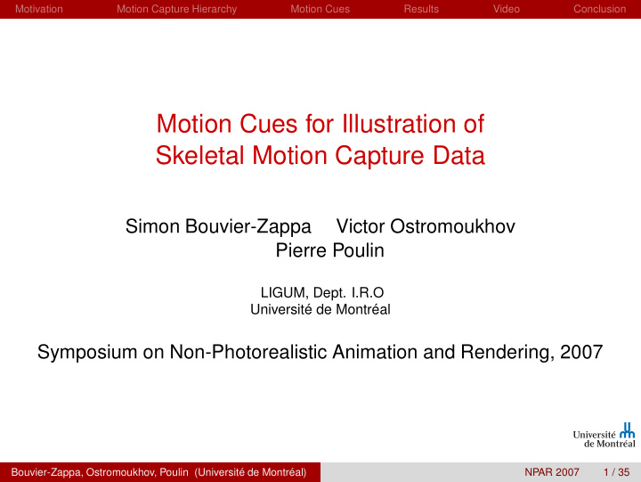 motion cues for illustration of skeletal motion capture