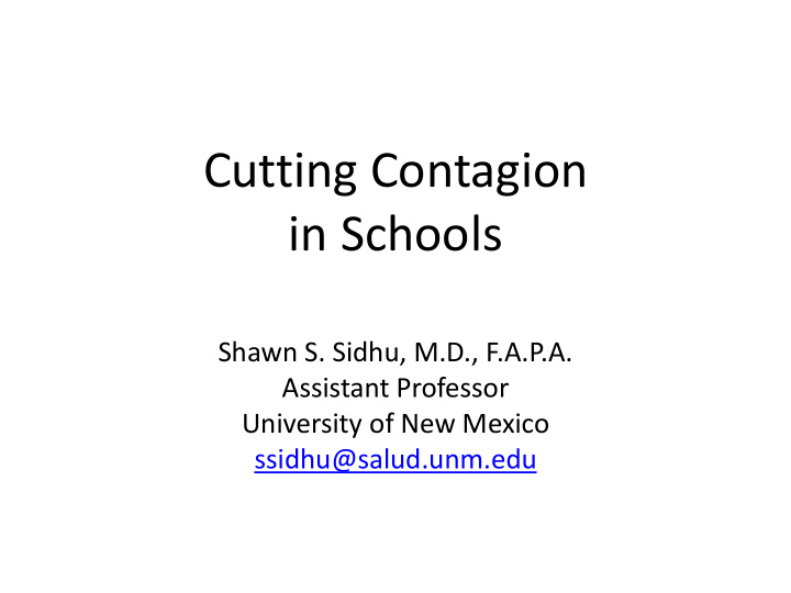 cutting contagion in schools