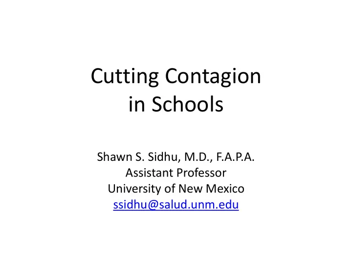 cutting contagion in schools
