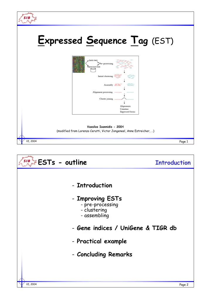 from an est entry in embl to clone shopping