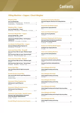 Contents  Filling Machine + Capper / Check Weigher  Weighing Filler  Aluminum Foil Sealing Machine