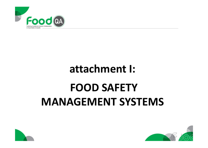attachment i food safety management systems