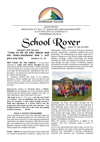 Issue 10  July 25 2003  THOUGHT FOR THE DAY  Netherlands, Freerk set the pace from group dynamics,