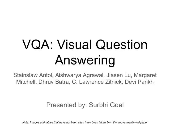 vqa visual question answering
