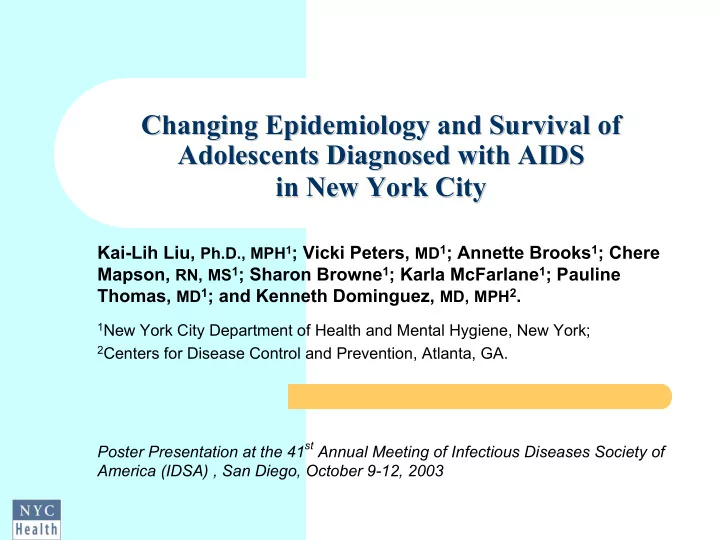 changing epidemiology and survival of changing
