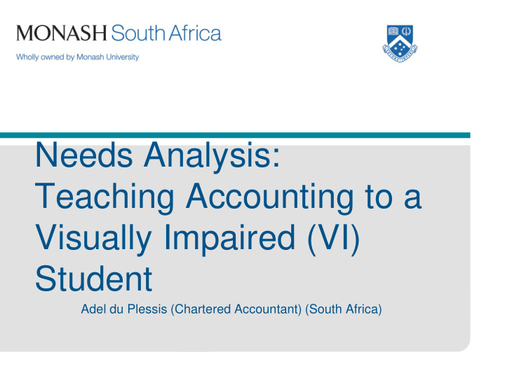 needs analysis teaching accounting to a visually impaired
