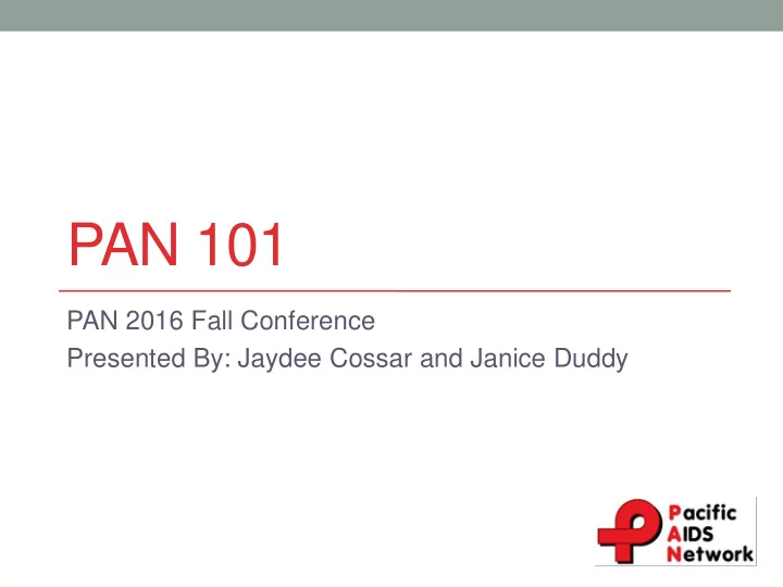 pan 101