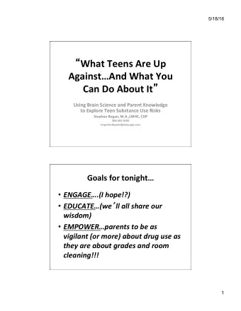 What Teens Are Up  AgainstAnd What You Can Do About It   Using Brain Science and Parent