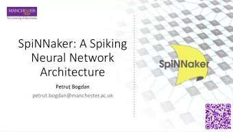 SpiNNaker: A Spiking  Neural Network  Architecture Petru  Bogdan  petrut.bogdan@manchester.ac.uk