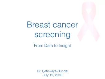 Breast cancer  screening  From Data to Insight  Dr. etinkaya-Rundel  July 19, 2016  Importance of