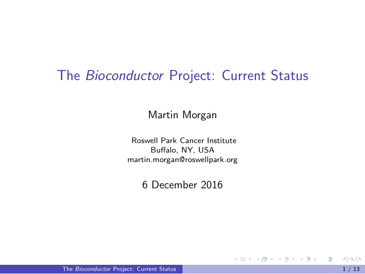 the bioconductor project current status