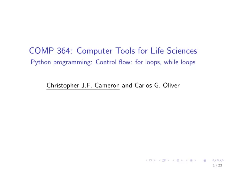 comp 364 computer tools for life sciences