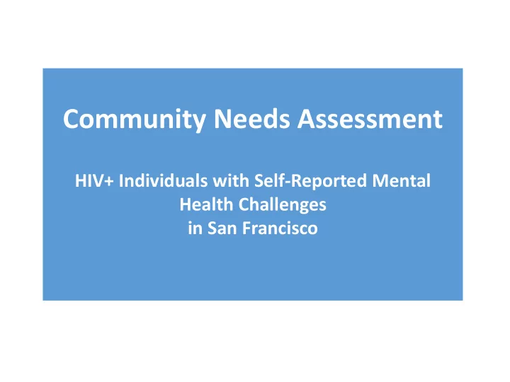 community needs assessment