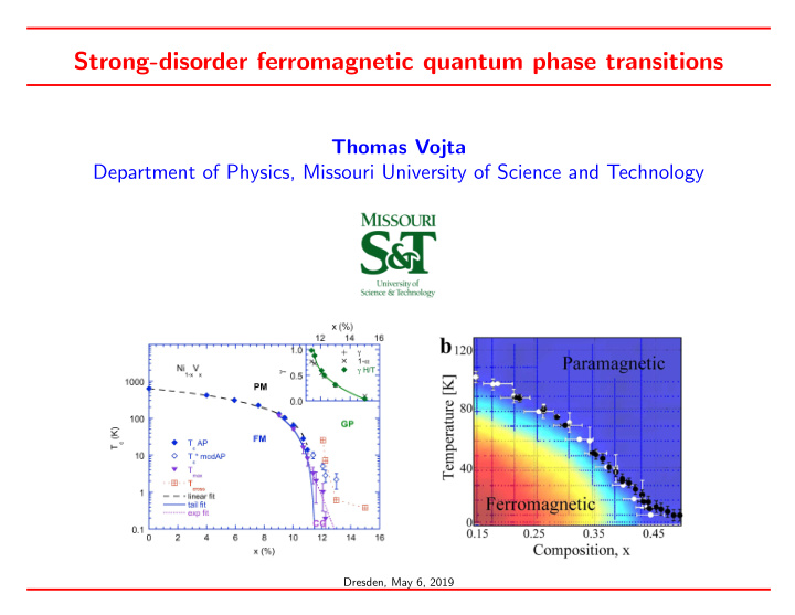 strong disorder ferromagnetic quantum phase transitions
