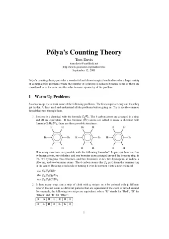 P  olyas Counting Theory  Tom Davis  tomrdavis@earthlink.net