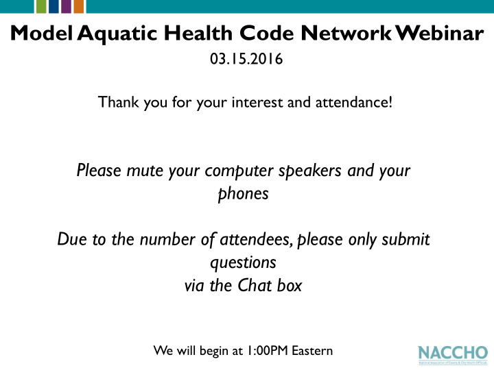 model aquatic health code network webinar