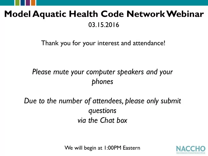model aquatic health code network webinar